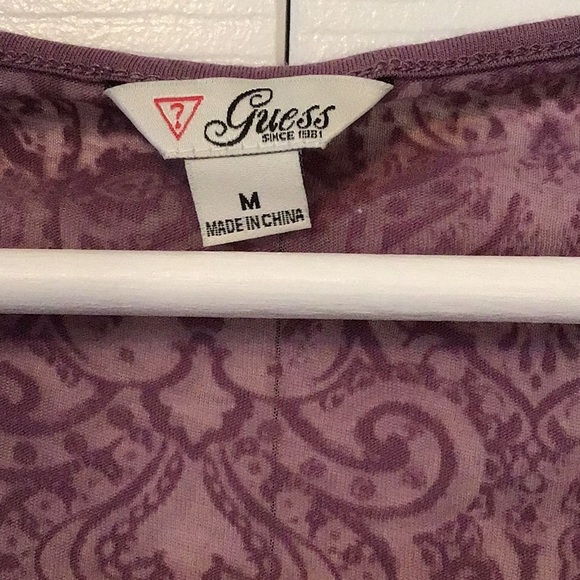 *NWOT* GUESS Purple Sheer Burnout Batwing Topper in Medium - Picture 5 of 7